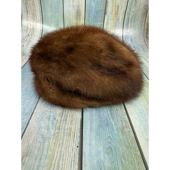 Vincent & Bill Vintage Mink Hat Beret Winter New York Brown Fur 1960 1970 - Picture 5 of 7